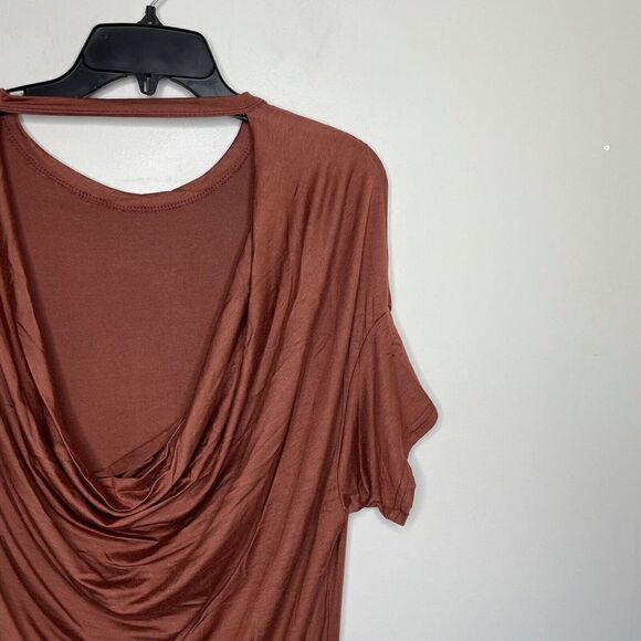 MICHELLE by Comune Womens Brown Brick Open Back Draped Maxi Dress NEW Sz XS - Picture 4 of 7